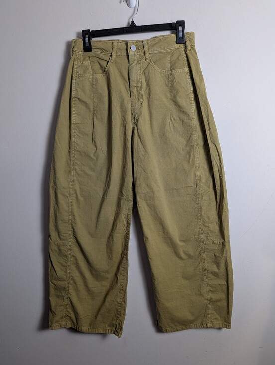 Pilcro Pants - Anthropologie Pilcro Barrel Leg Pants  Burnout Olive Green Rustic Sz 28